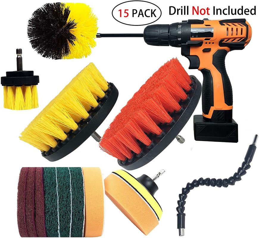 Good price 15Pcs Polypropylene Drill Brush Attachments Set Scrub Sponge Tube Grouting online